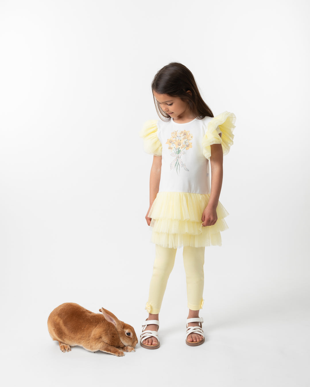 Caramelo Kids, 2 piece legging outfits, Caramelo Kids - Lemon and white 2 piece legging outfit