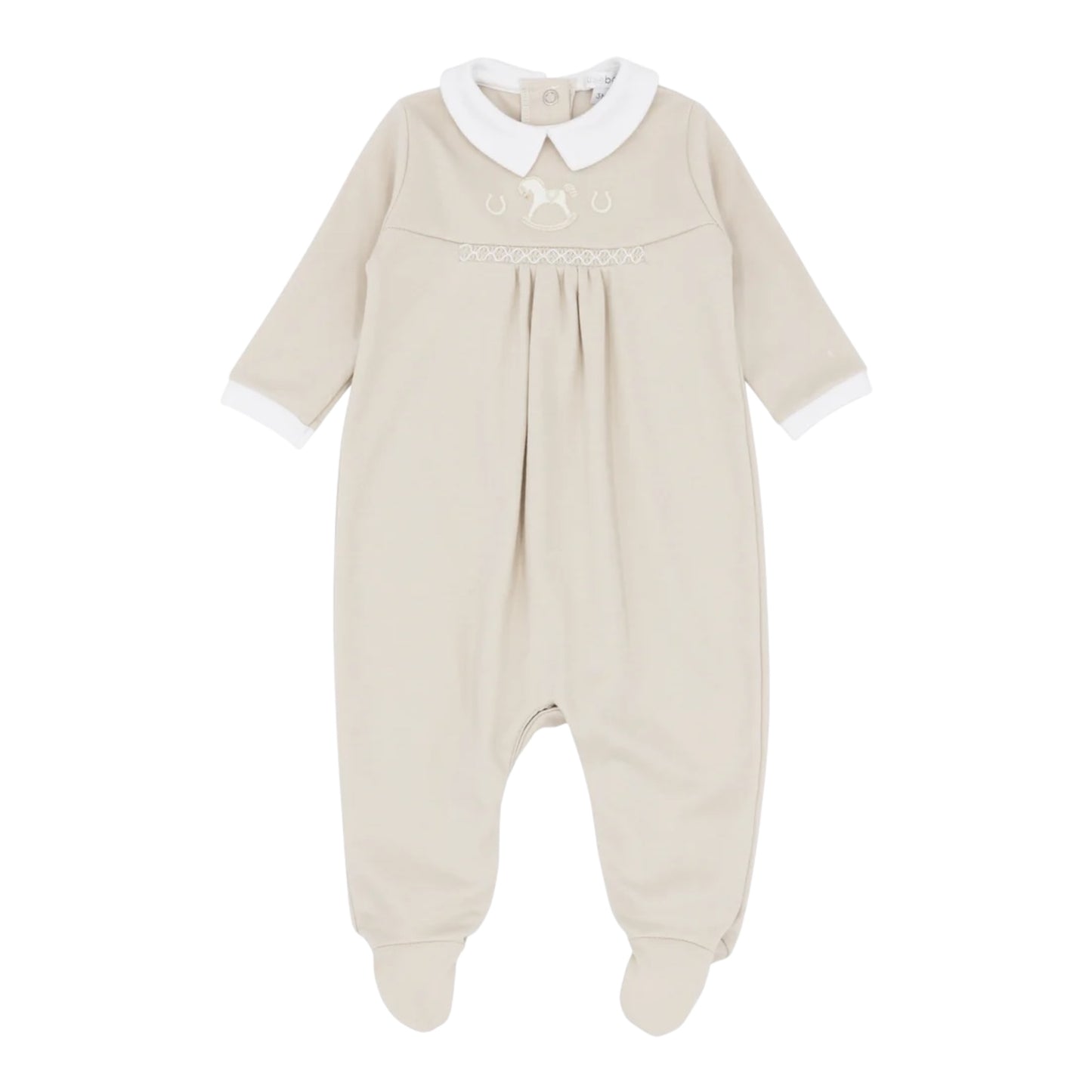blues baby - Beige all in one with rocking horse motif