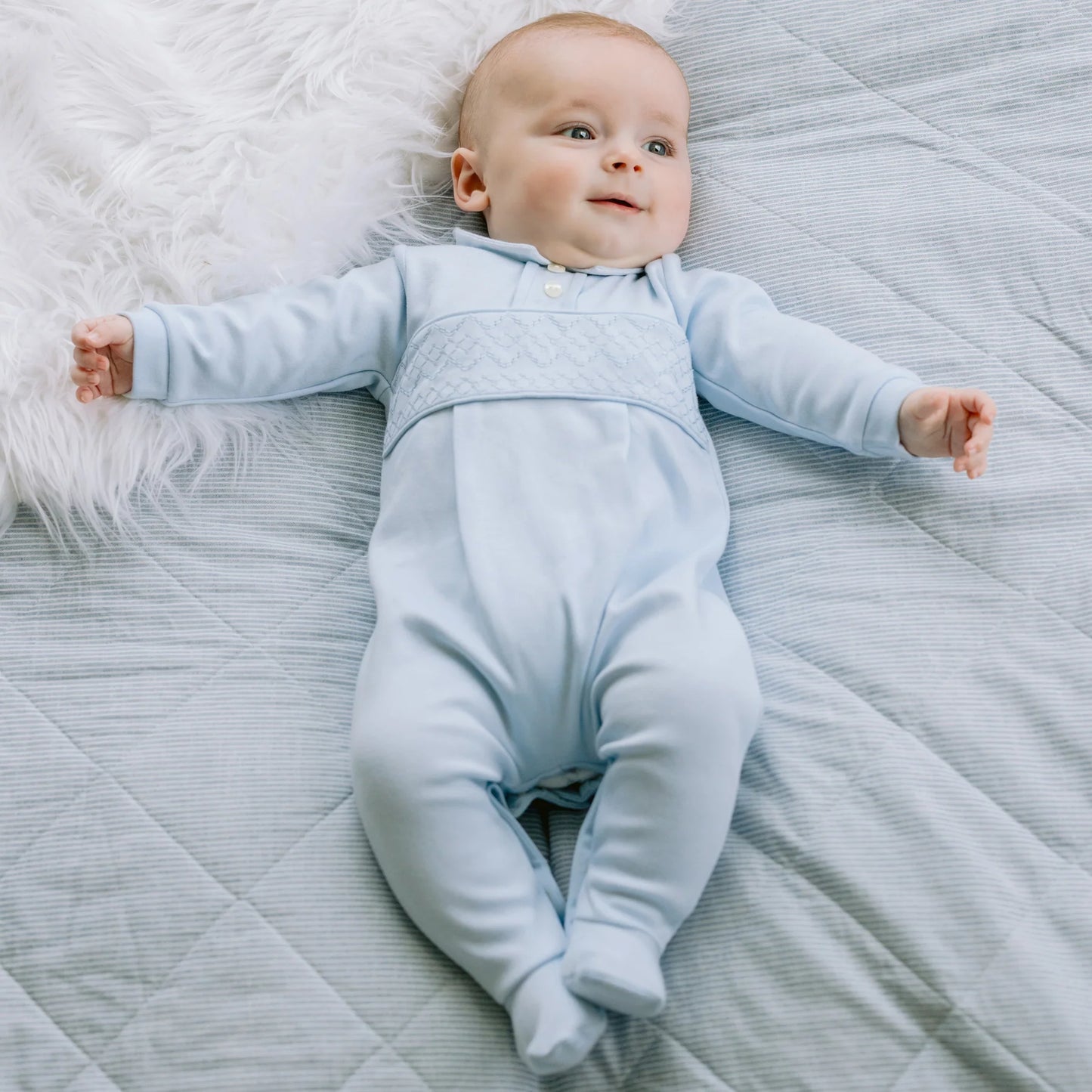 Emile et Rose, Romper, Emile et Rose - Baby boy pale blue romper, Hugh
