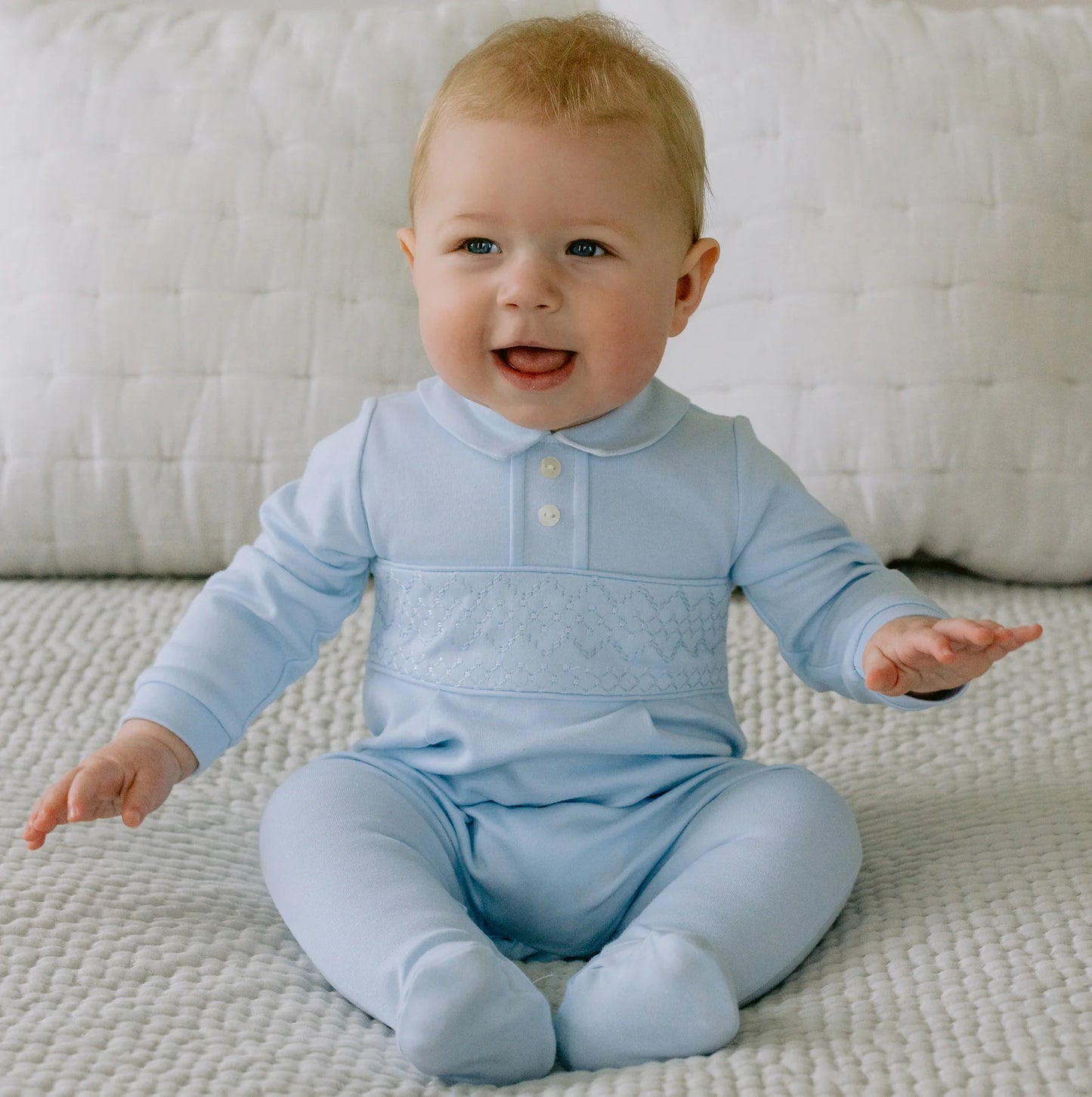 Emile et Rose, Romper, Emile et Rose - Baby boy pale blue romper, Hugh