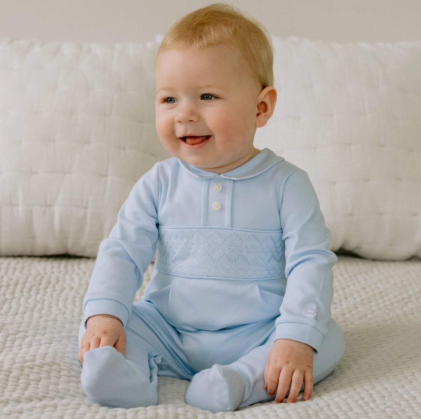 Emile et Rose, Romper, Emile et Rose - Baby boy pale blue romper, Hugh