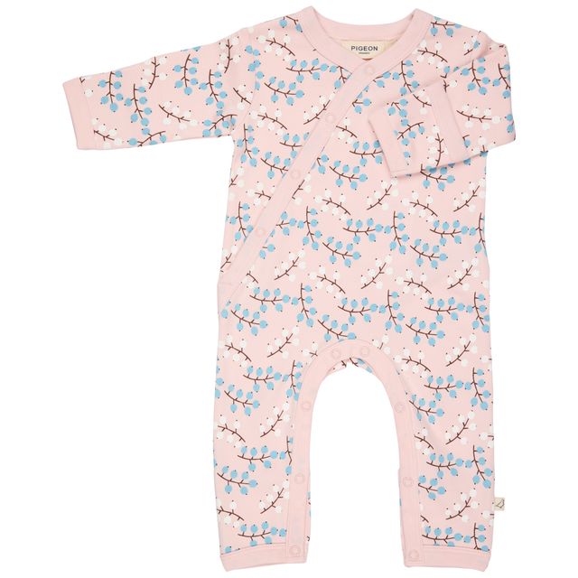 Pigeon Organics - Pink kimono romper, winter berry