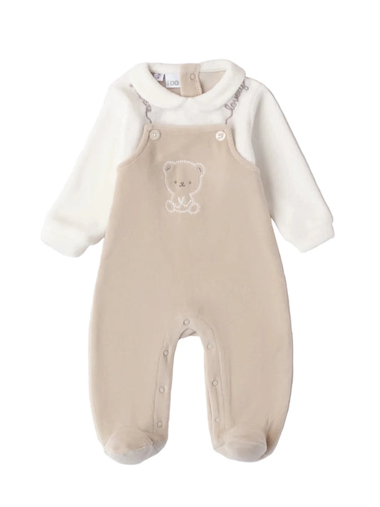 iDO, all in ones, iDO - baby all in one, cream and beige, mock dungaree