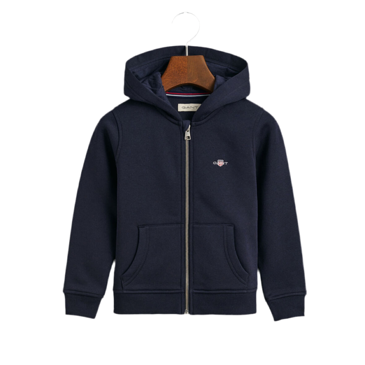 Gant, zipper hoodies, Gant - Navy zipper hoodie, small embroidered shield