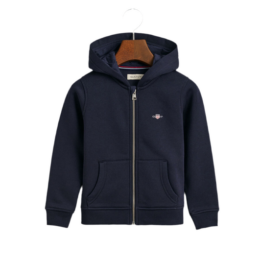 Gant, zipper hoodies, Gant - Navy zipper hoodie, small embroidered shield
