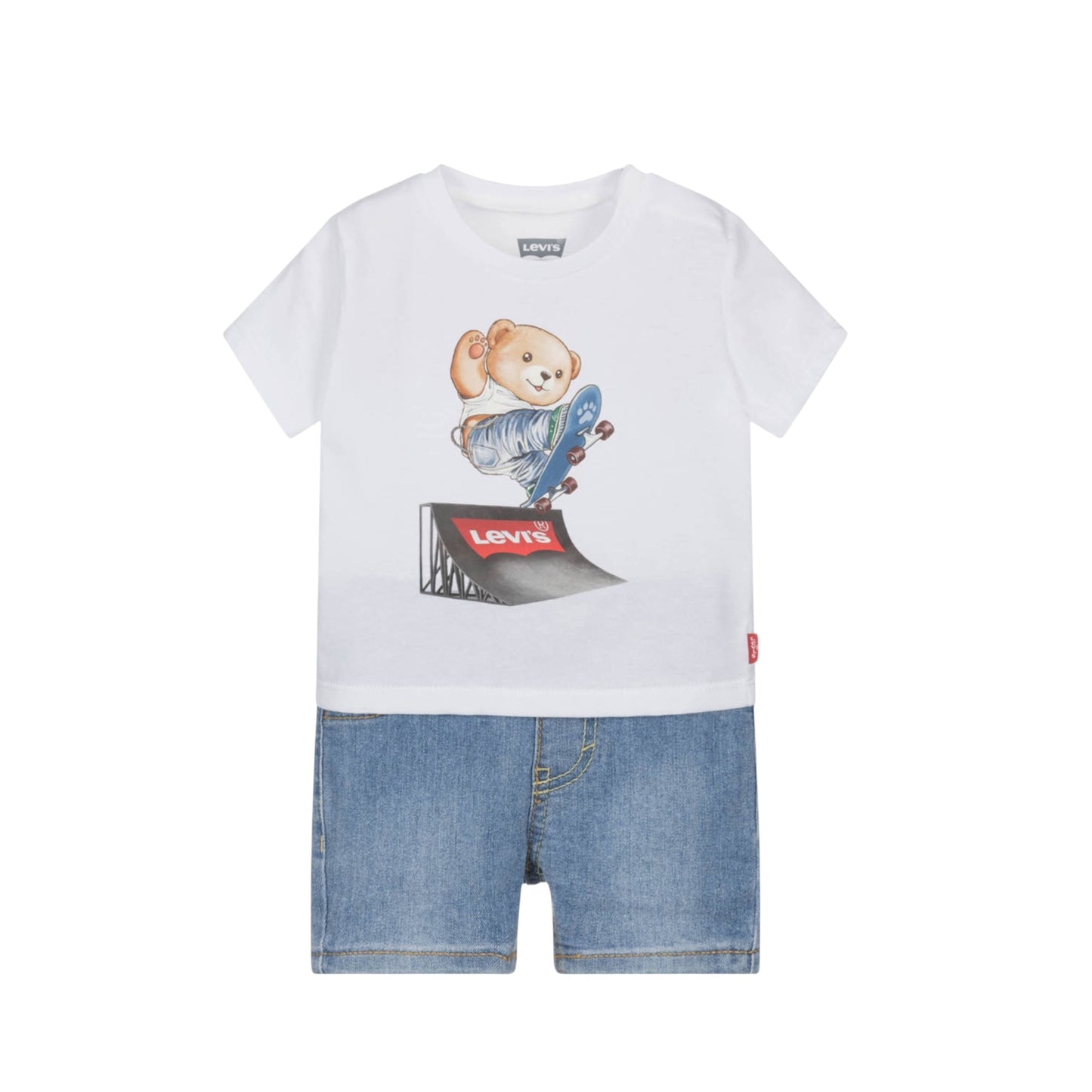 Levi's - Baby / toddler, 2 piece shorts outfit, Skateboarder bear