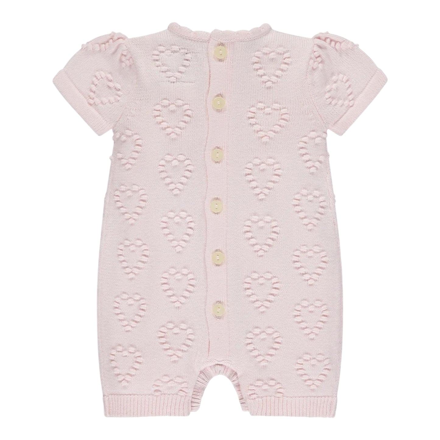 Emile et Rose, rompers, Emile et Rose - Soft pink, 2 piece, knit, shortie and hat, hearts detail