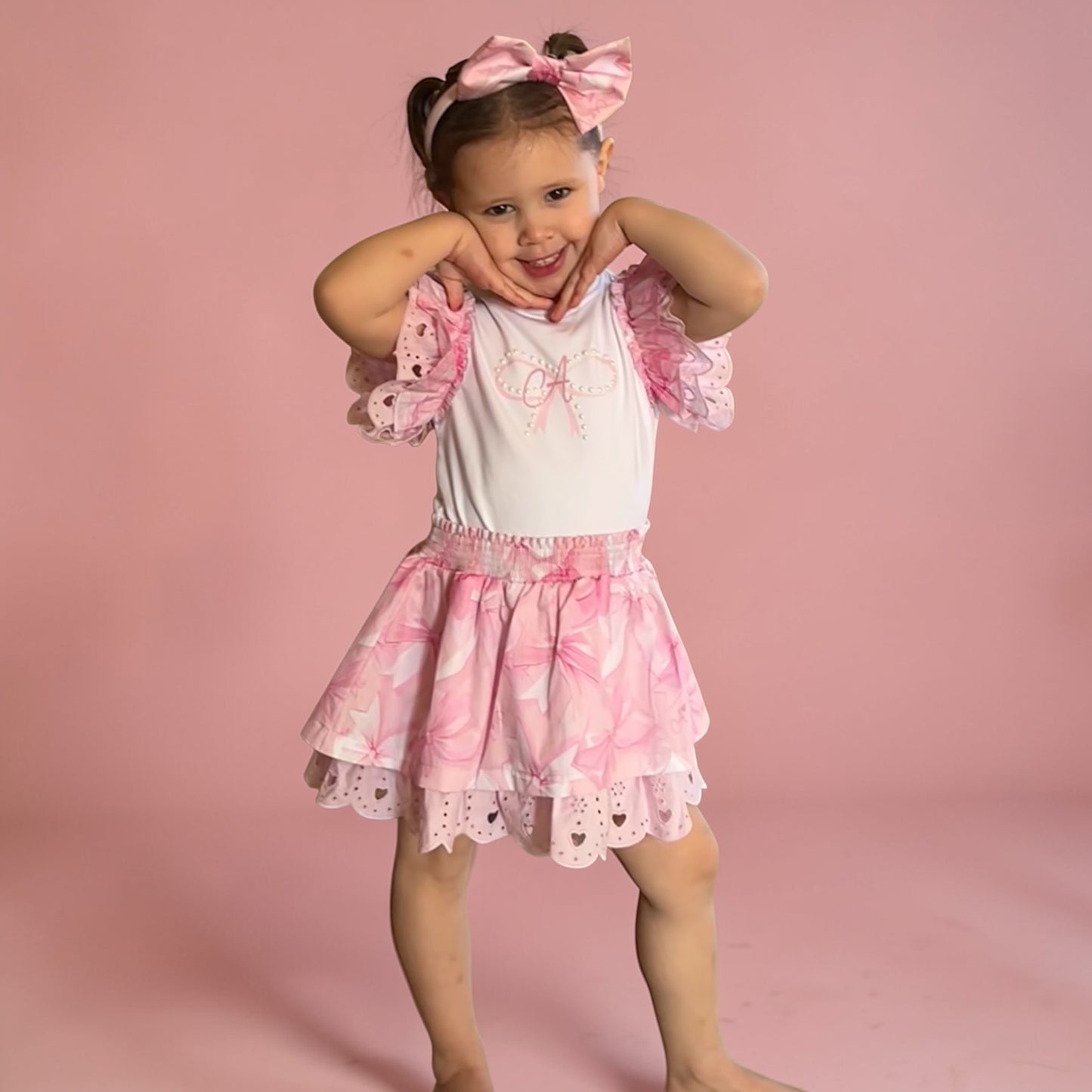 A’Dee - Bow print mix dress