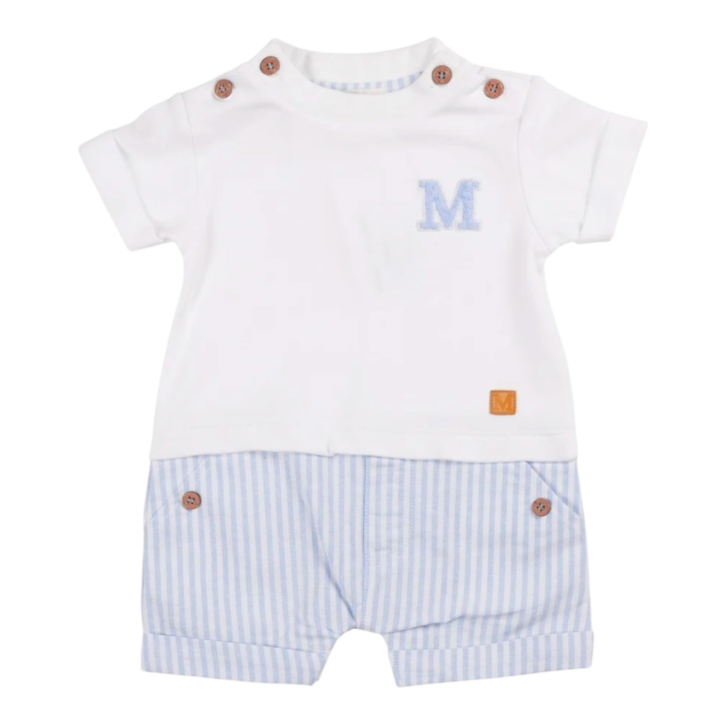 Mintini, All in ones, Mintini - Blue and white all in one, mock shorts and top