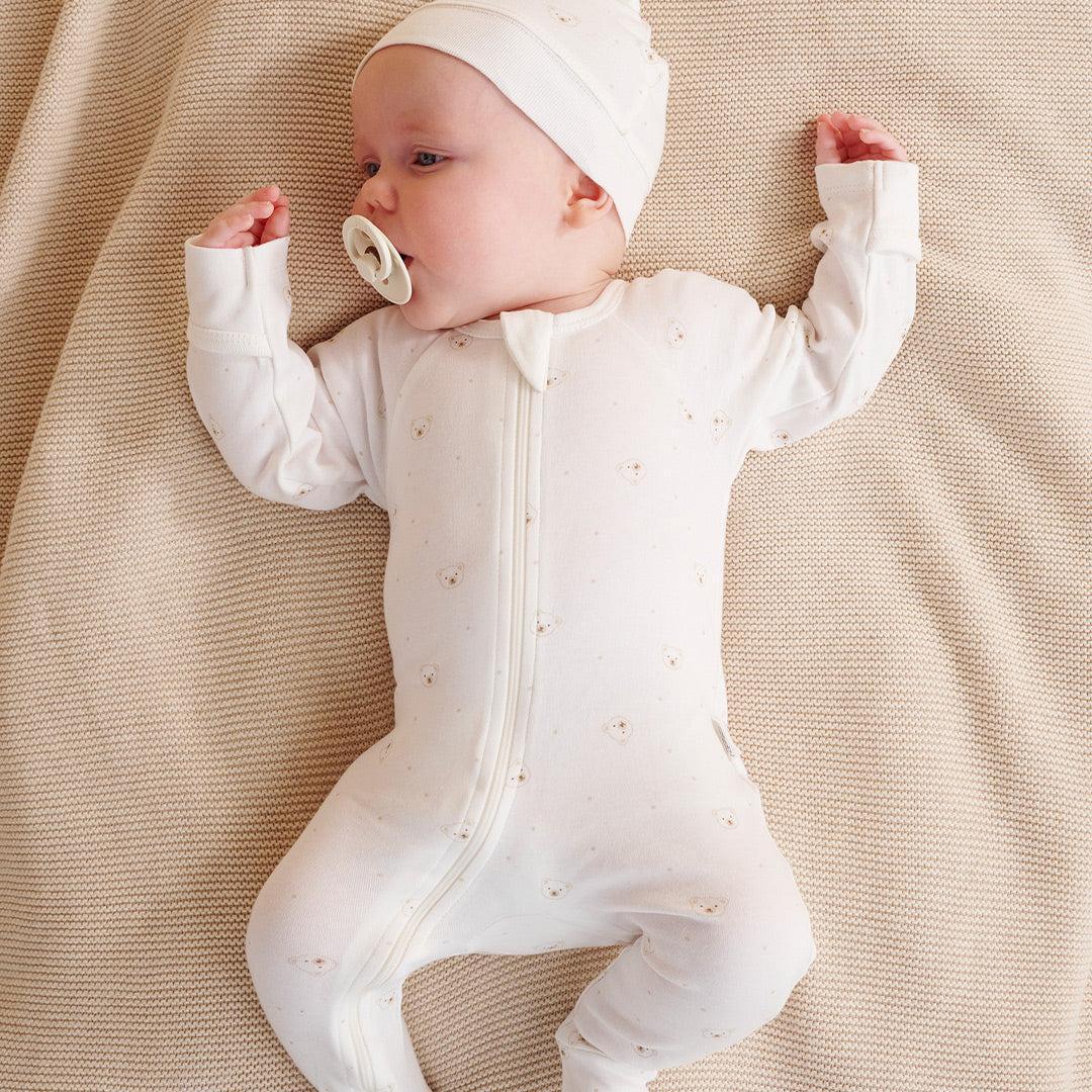 purebaby - Baby romper & hat set, neutral