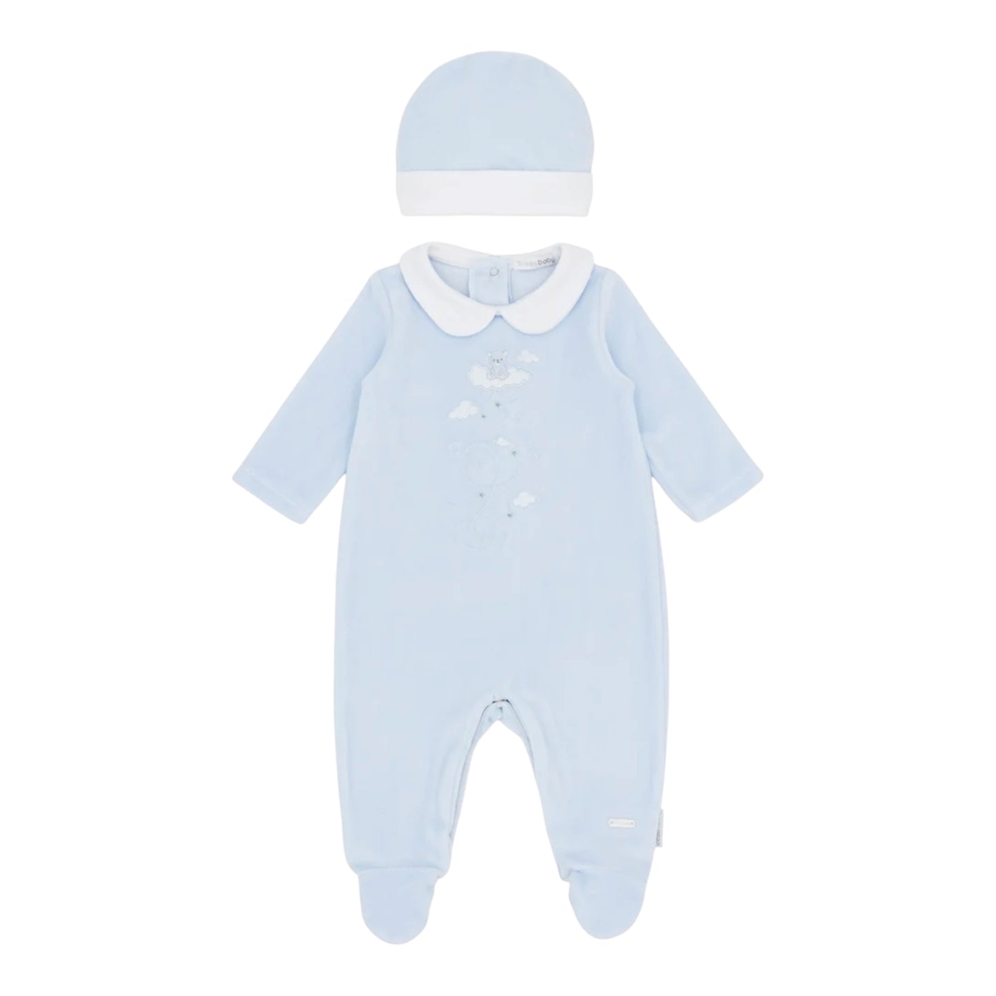 bluesbaby - Velour Romper and Hat Set, Blue