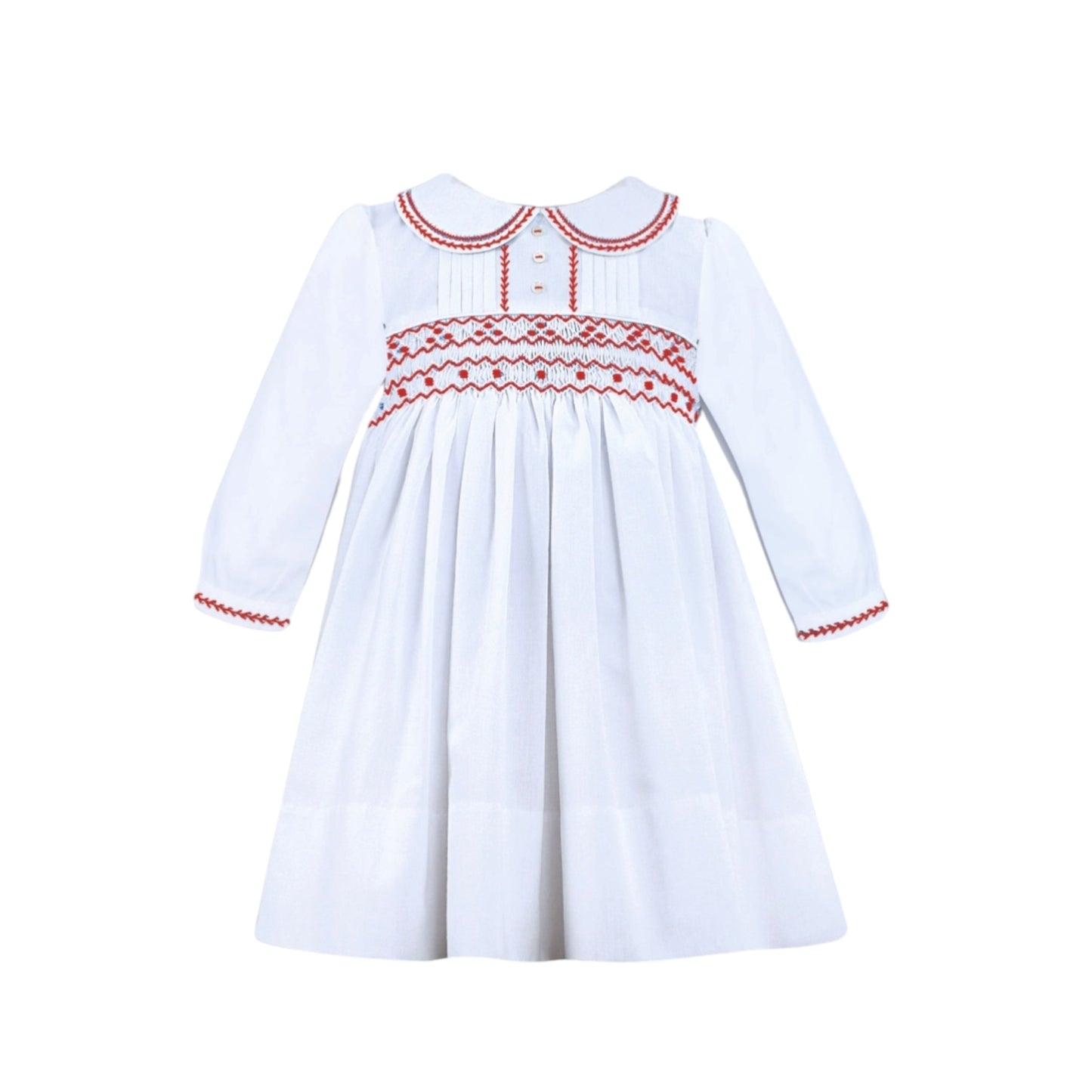 Sarah Louise - LS Dress, White/Red