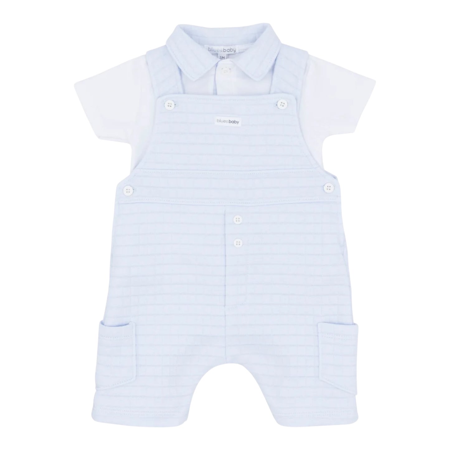 blues baby - 2 piece dungaree outfit, pale blue dungarees, white top