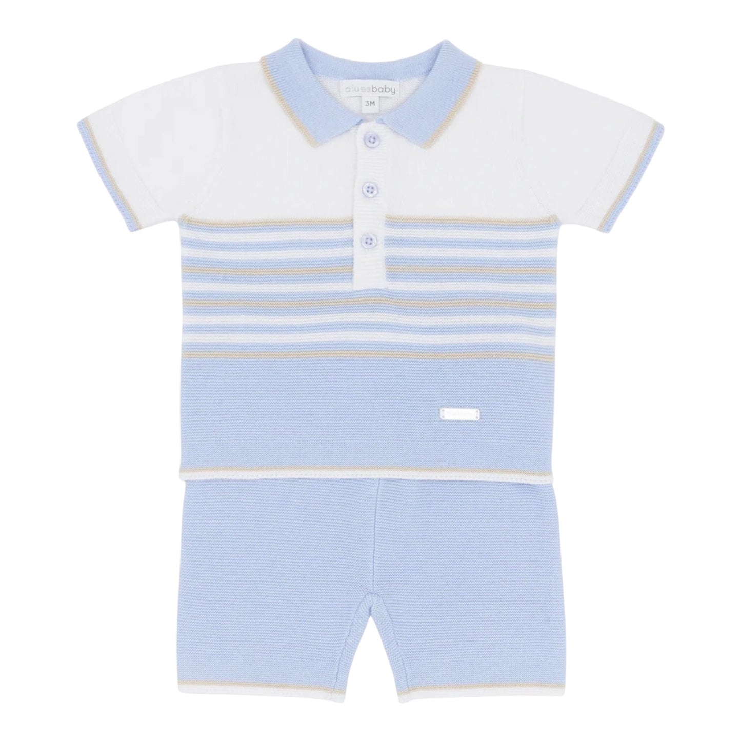 blues baby - 2 piece light blue knit shorts outfit