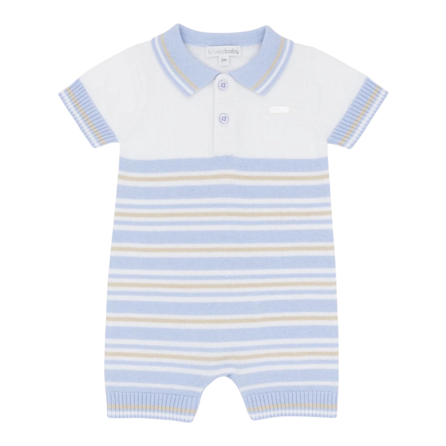 blues baby - pale blue knit romper