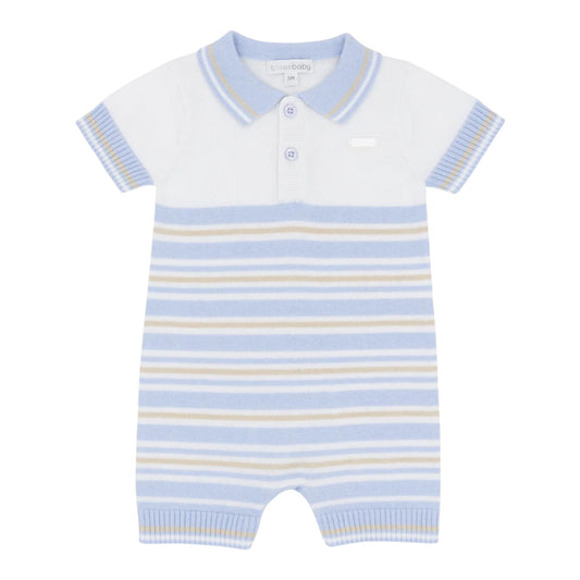 blues baby - pale blue knit romper