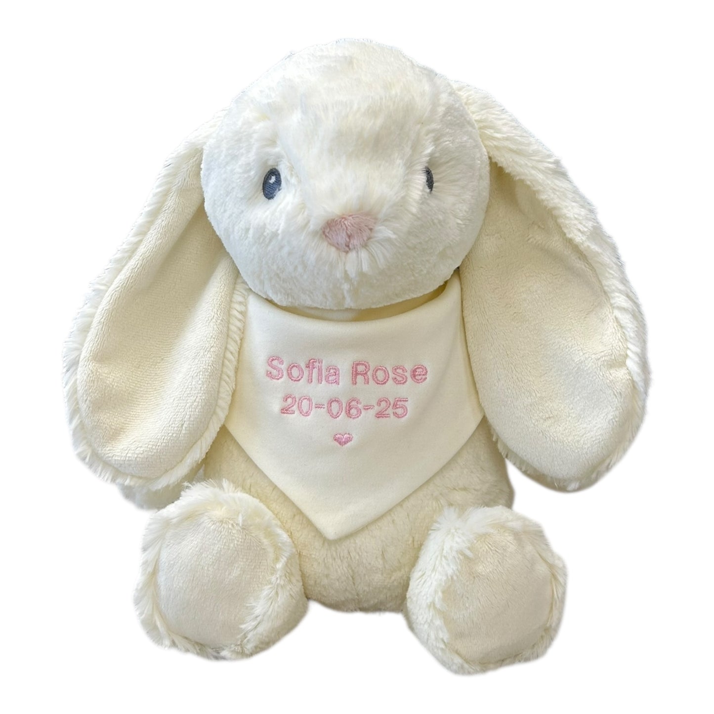 Betty - Soft plush bunny, with personalised bib