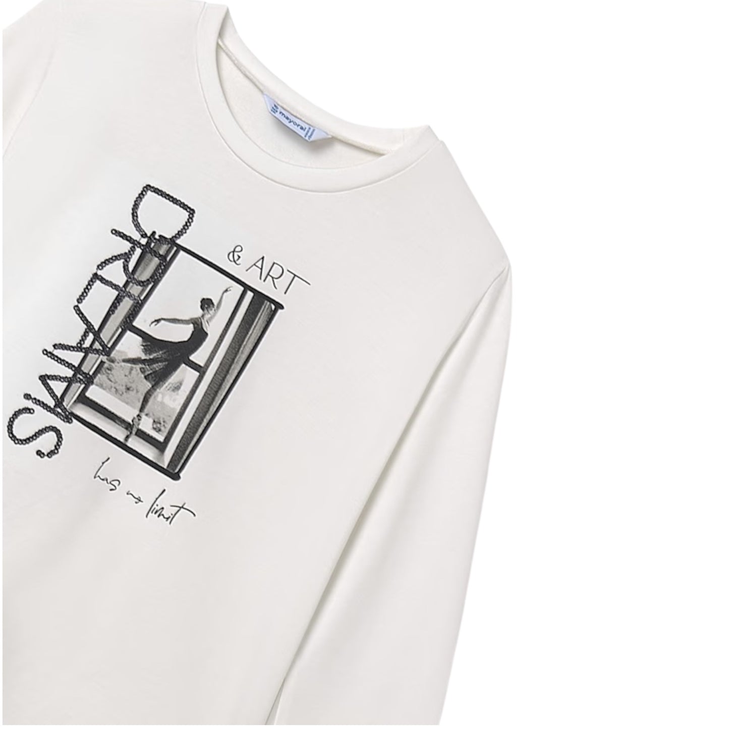 Mayoral - Cream long sleeved top, "Art has no limit"