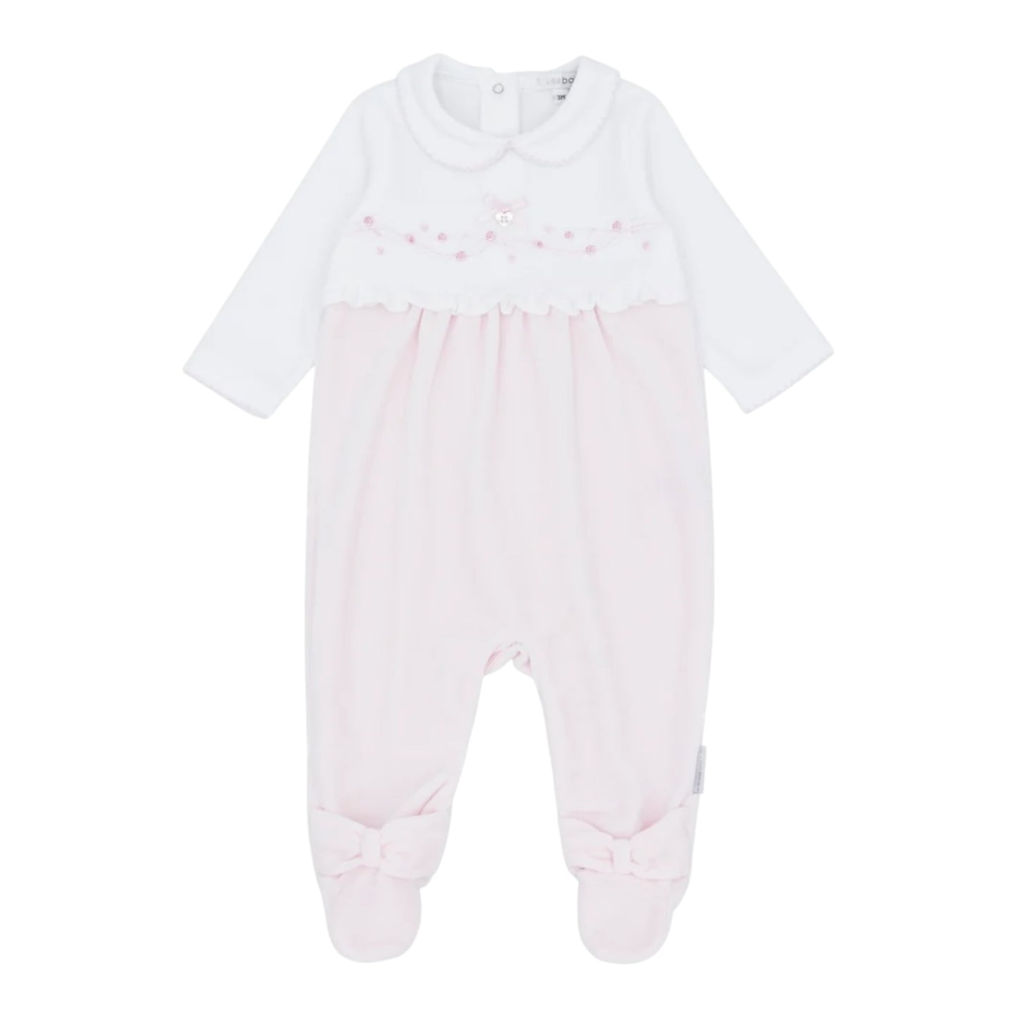 blues baby - Pink and white velour all in one,