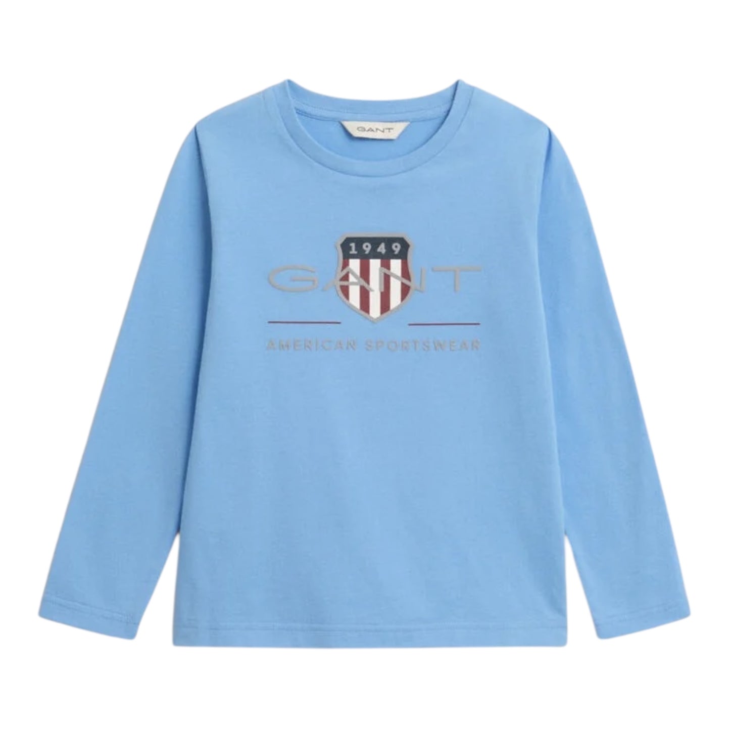 Gant - Blue long sleeved, shield print LS top, 2-8yrs