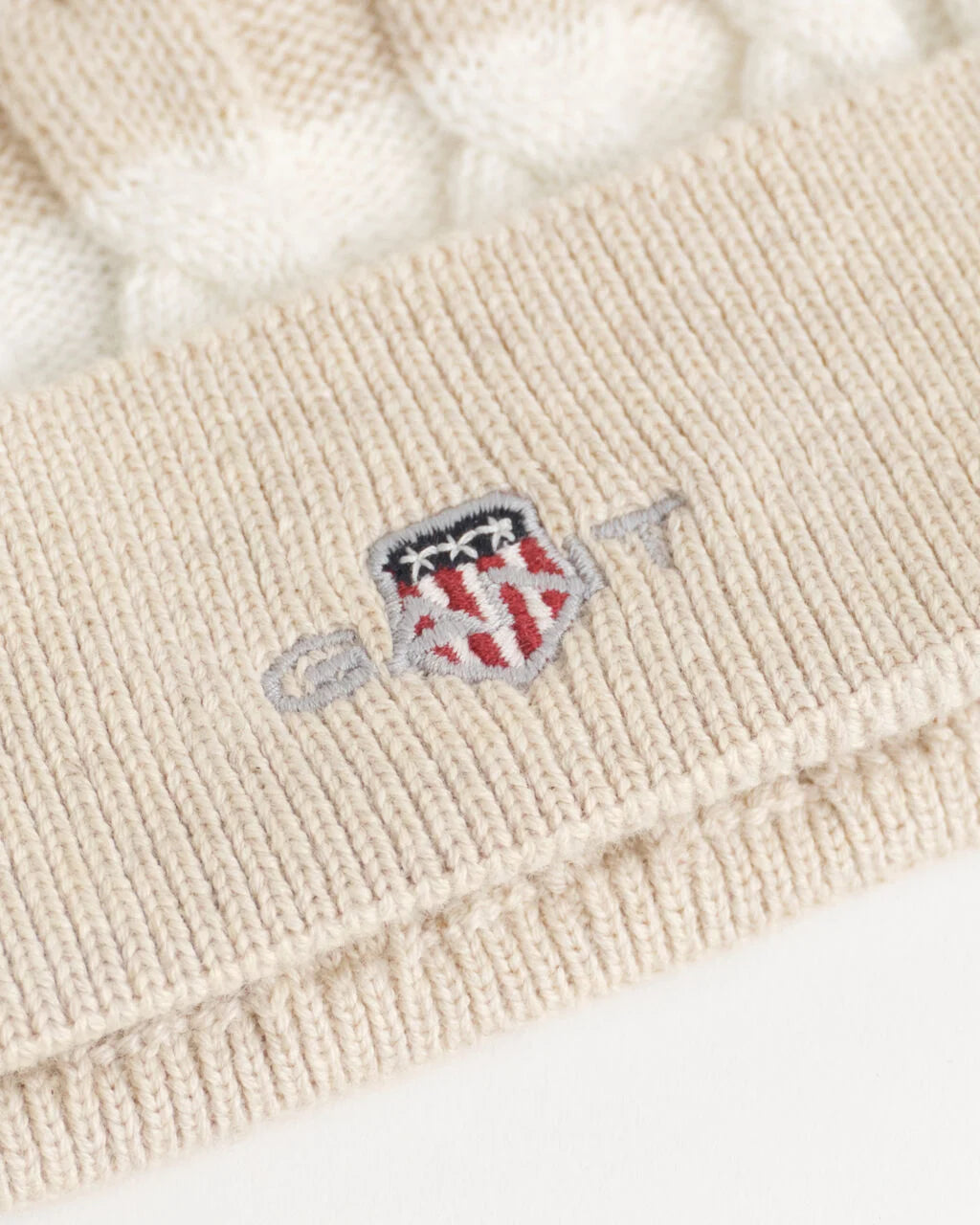 Gant - Pull on, cable knit beanie, beige and cream, babies