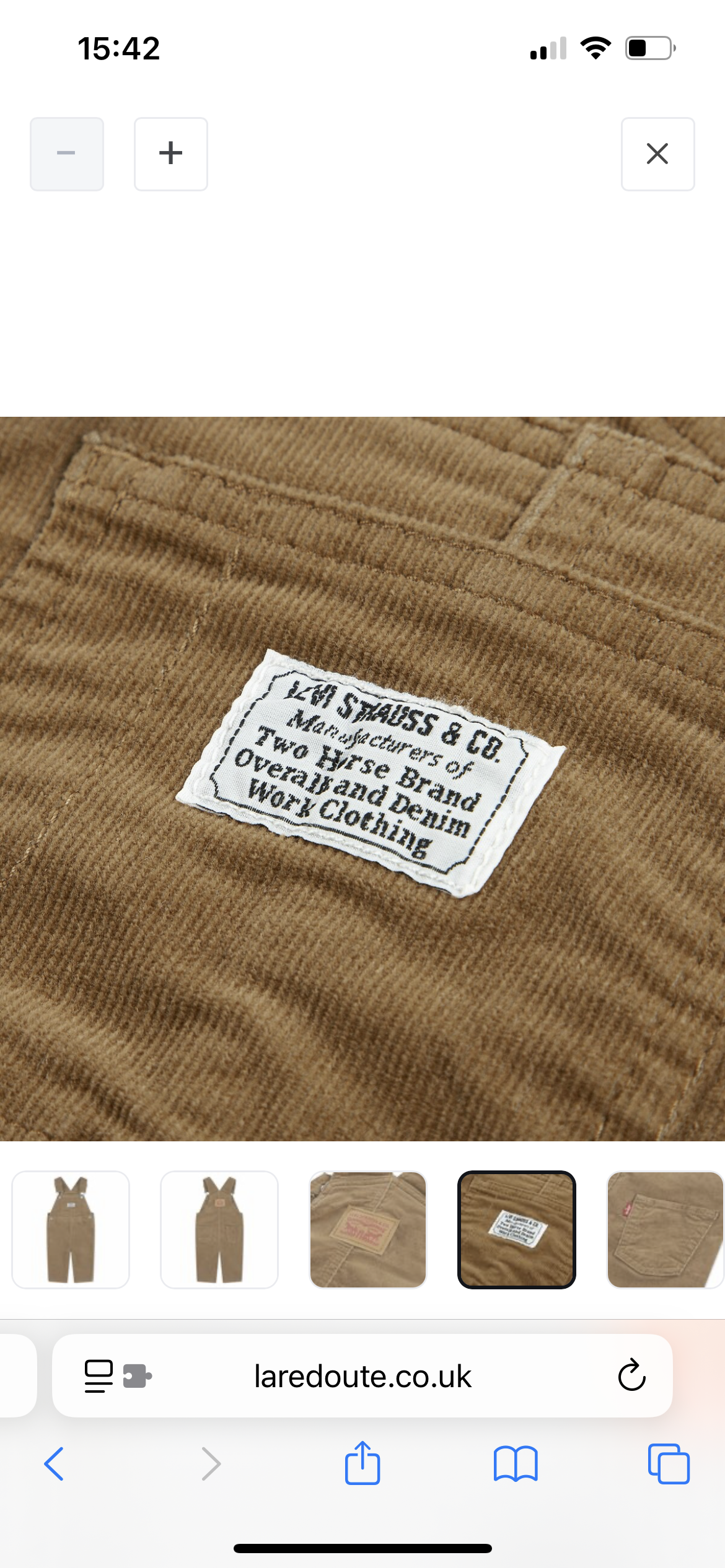 Levi's - Dungarees, tan cord (12m-36m)