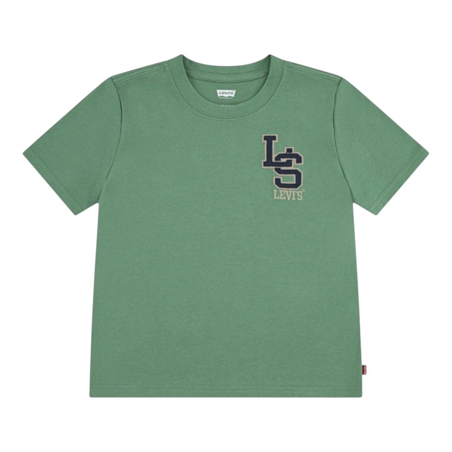 Levi's - Grass green crew neck T-shirt with LS Levi’s embroidery (4-14rs)