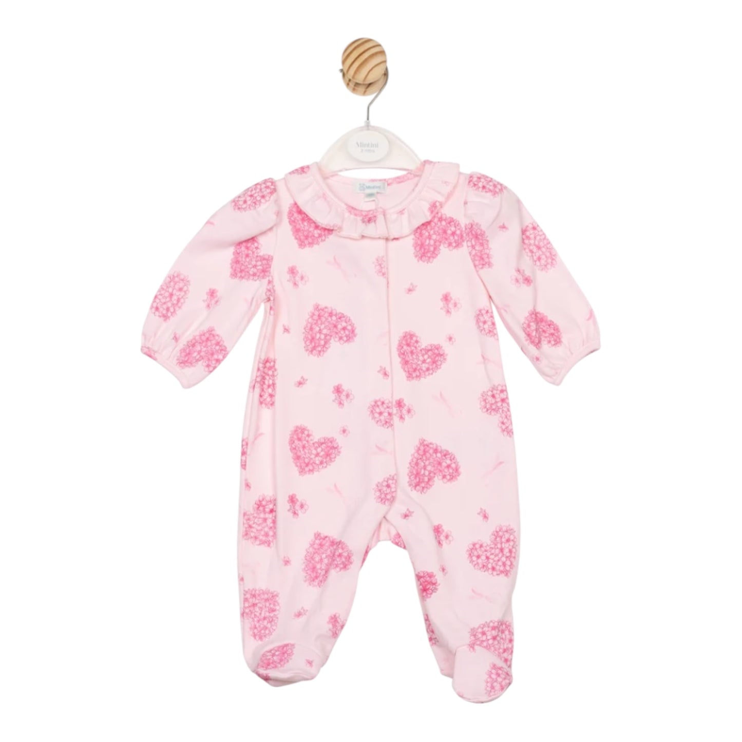 Mintini - Pink all in one, floral heart all over print