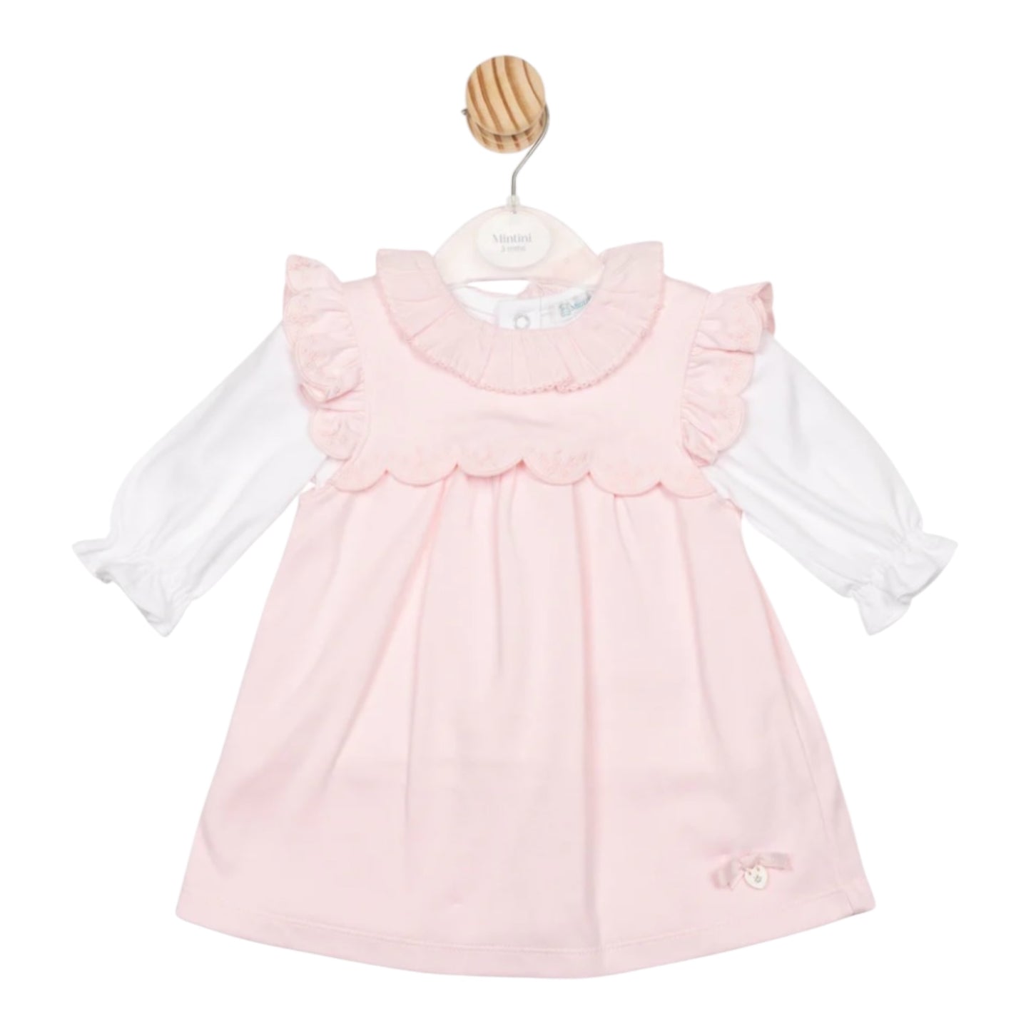 Mintini - Pink dress with mock white top underneath