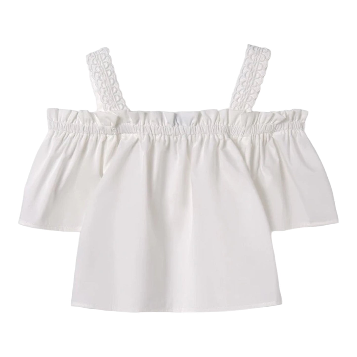 Mayoral, Blouse, Mayoral - White off the shoulder top with detailed straps