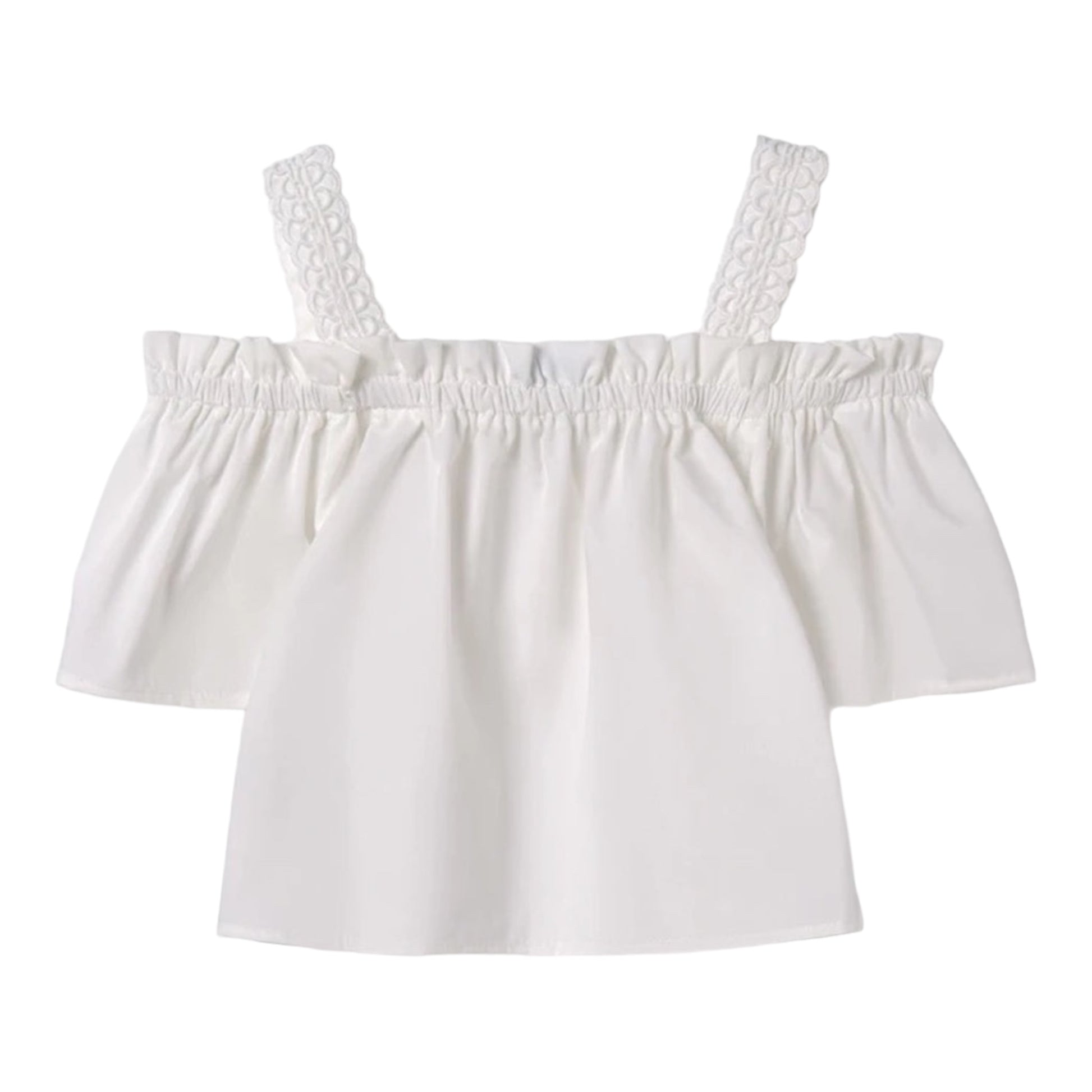 Mayoral, Blouse, Mayoral - White off the shoulder top with detailed straps