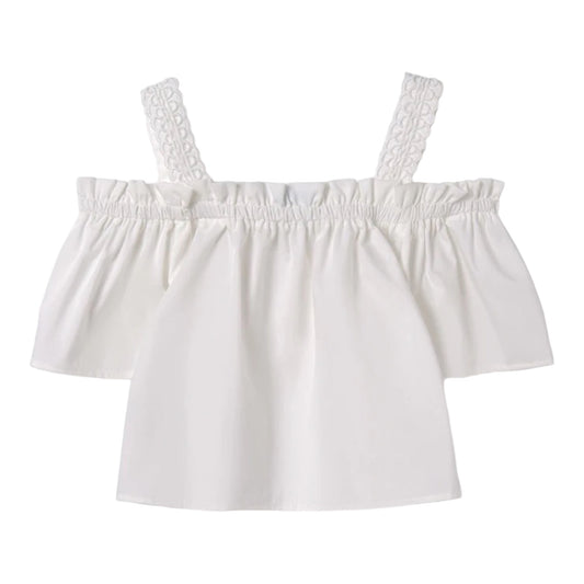 Mayoral, Blouse, Mayoral - White off the shoulder top with detailed straps