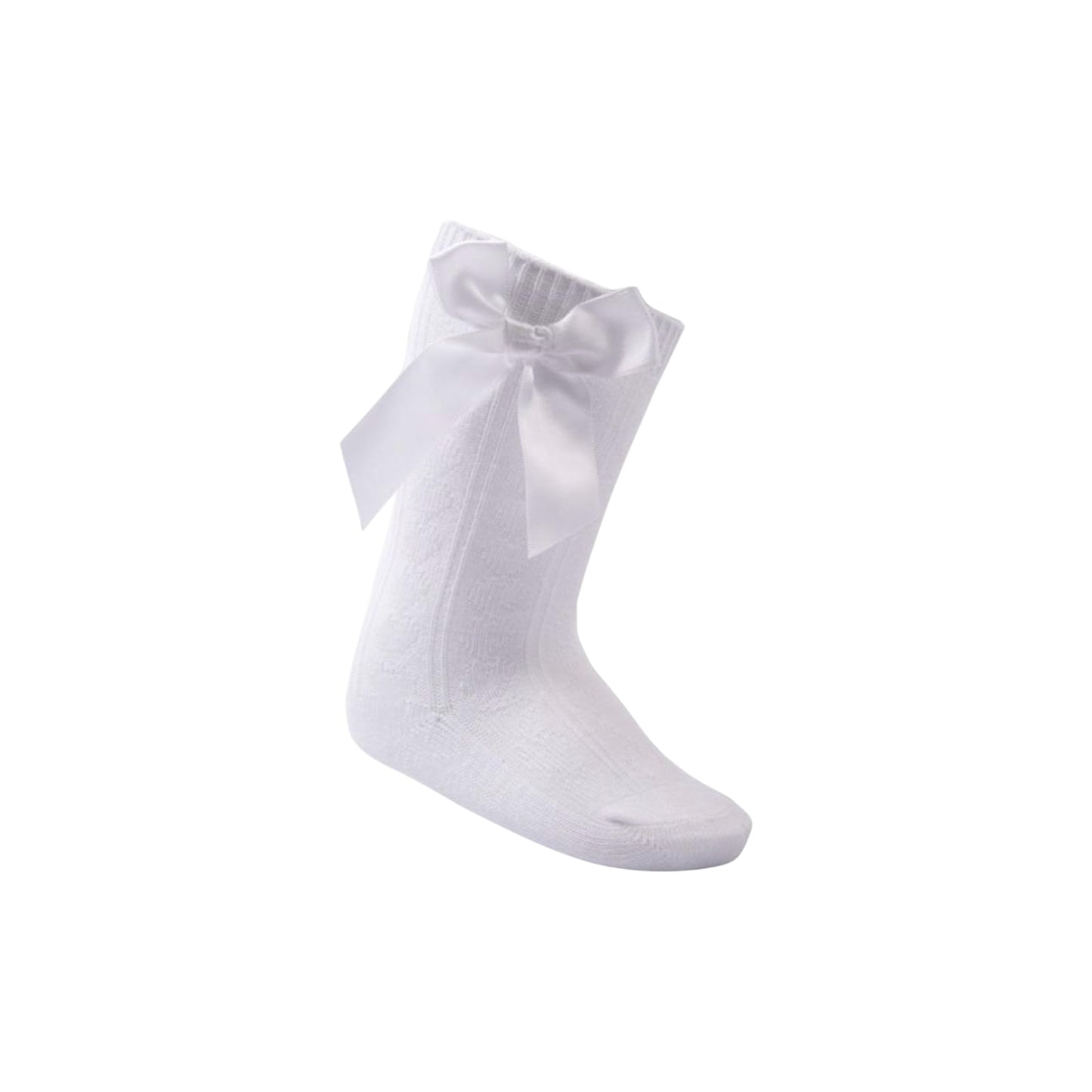 Soft Touch - Bow Knee Socks, White