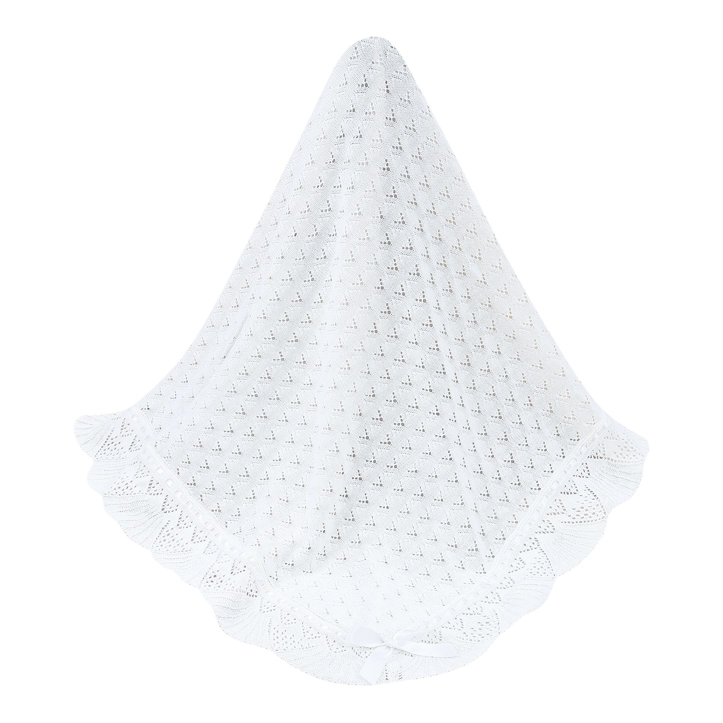 Beautiful white shawl with scalloped edges