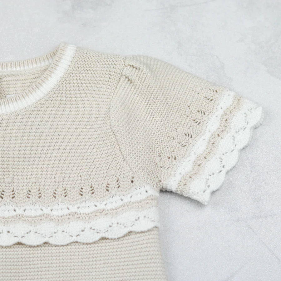 Emile et Rose - Beige knit all in one, shortie, Josie