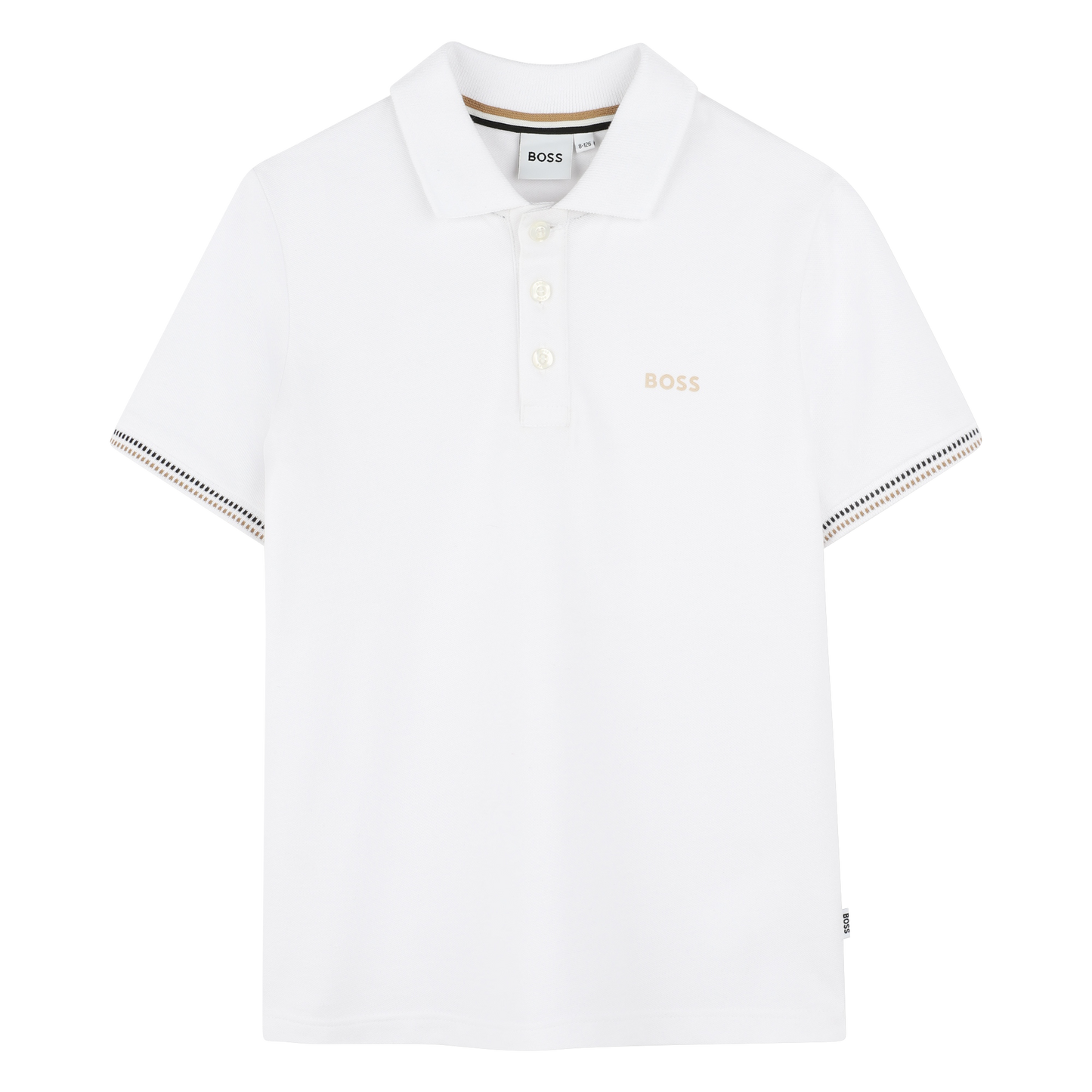 Boss, T-shirts, Boss - Short sleeved polo T-shirt, white with sleeve trim