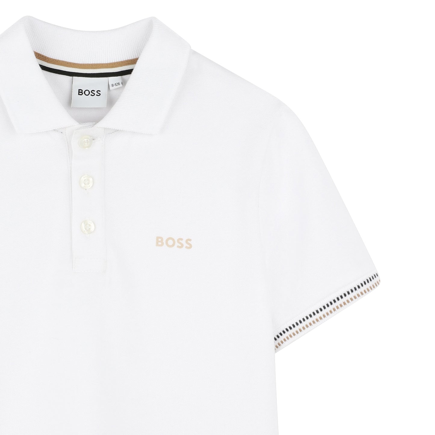 Boss, T-shirts, Boss - Short sleeved polo T-shirt, white with sleeve trim