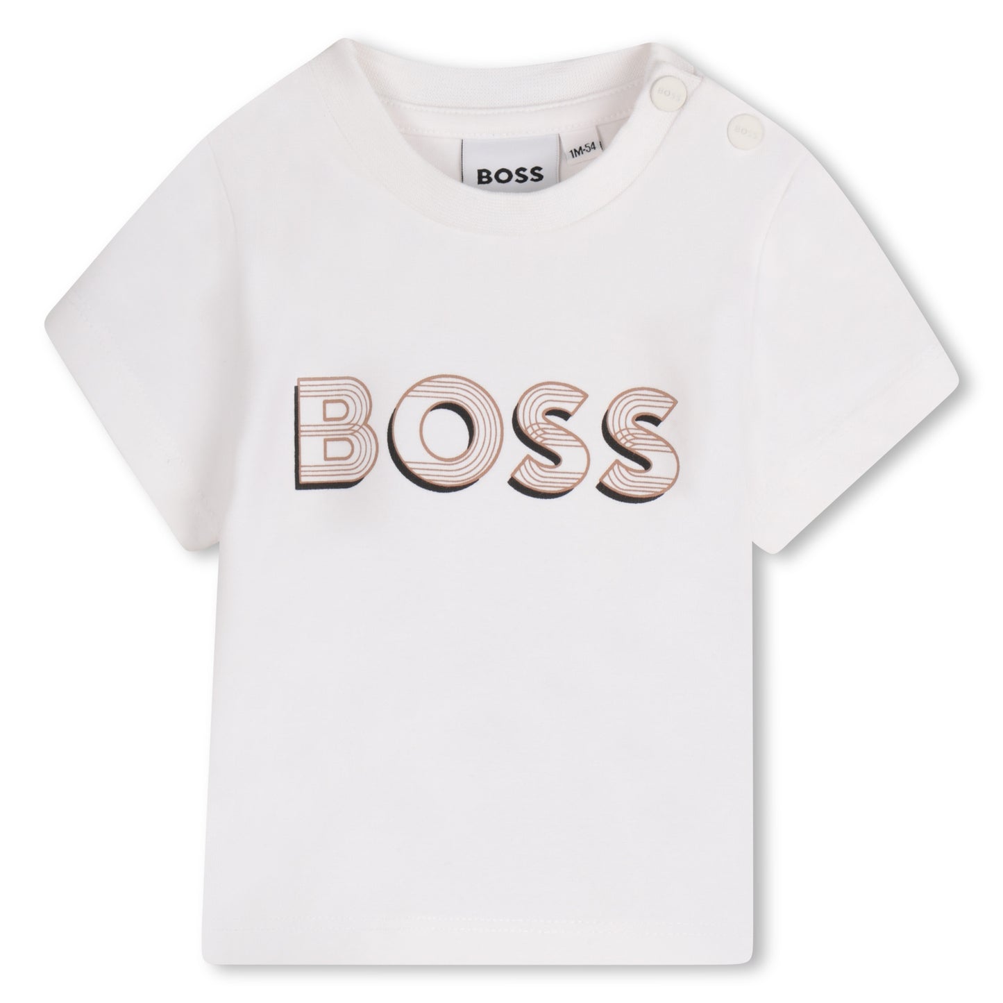 Boss, T-shirts, Boss - Short sleeve T-shirt with beige  BOSS front print