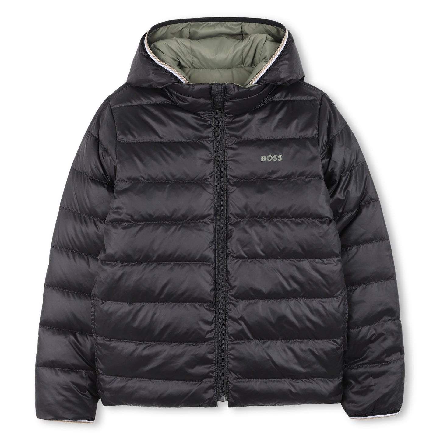 Boss - Green reversible hooded padded jacket