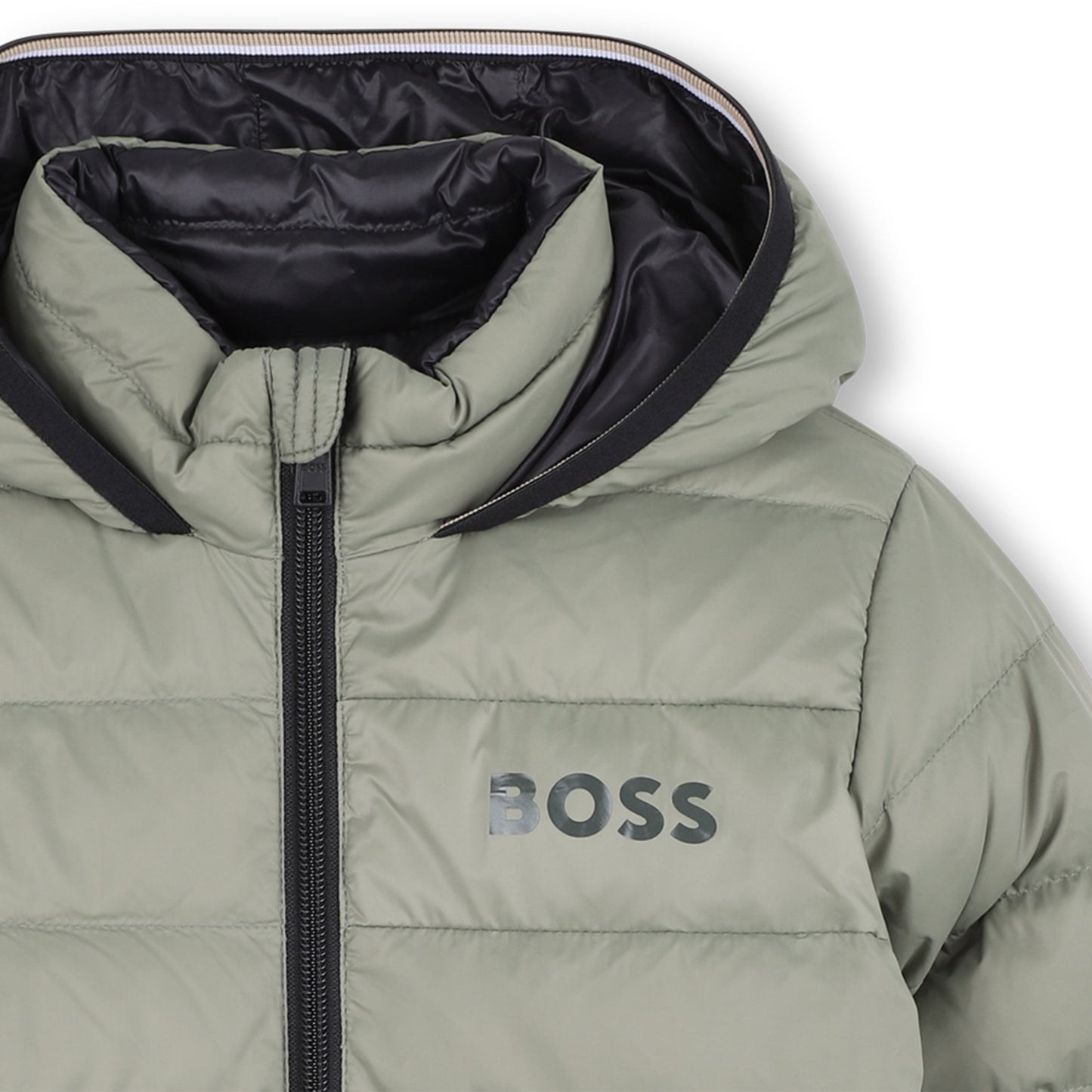 Boss - Green reversible hooded padded jacket