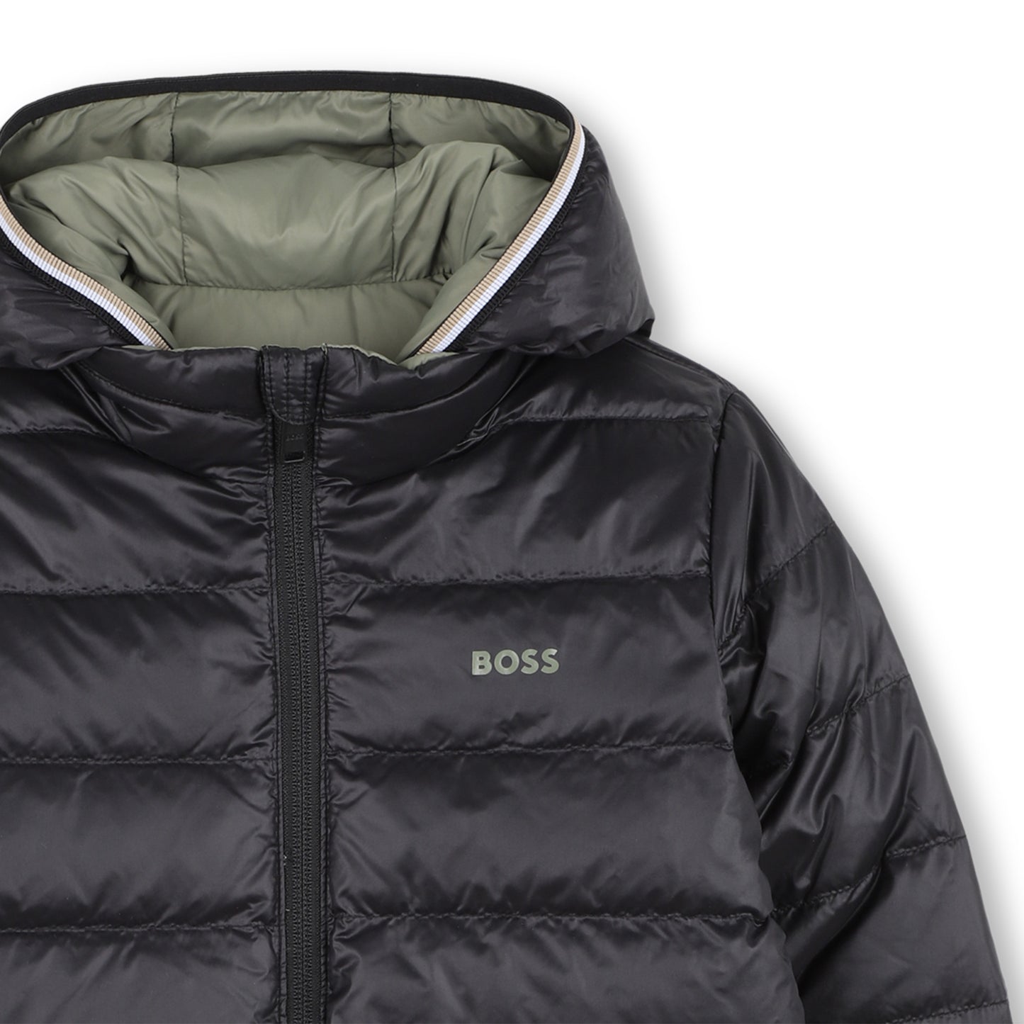 Boss - Green reversible hooded padded jacket