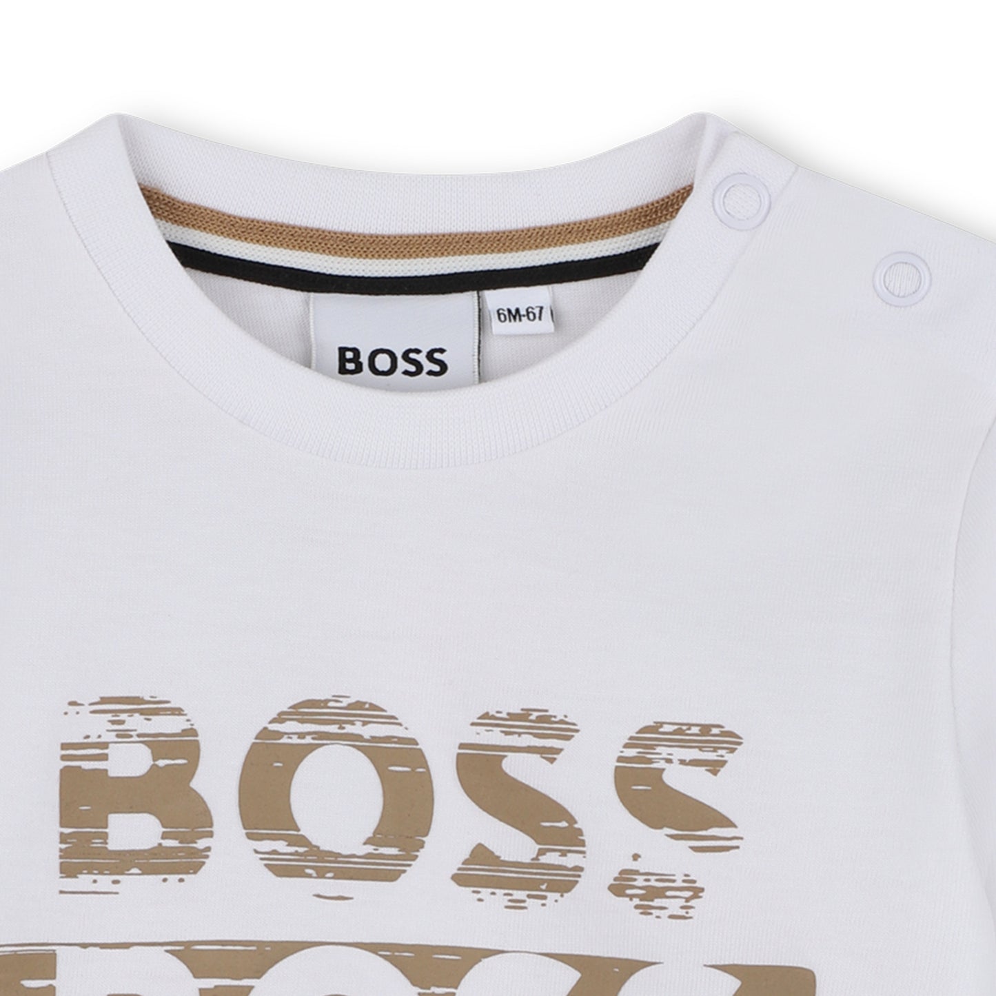 Boss - White long sleeved T-shirt, Boss front print. (18m -3yrs)