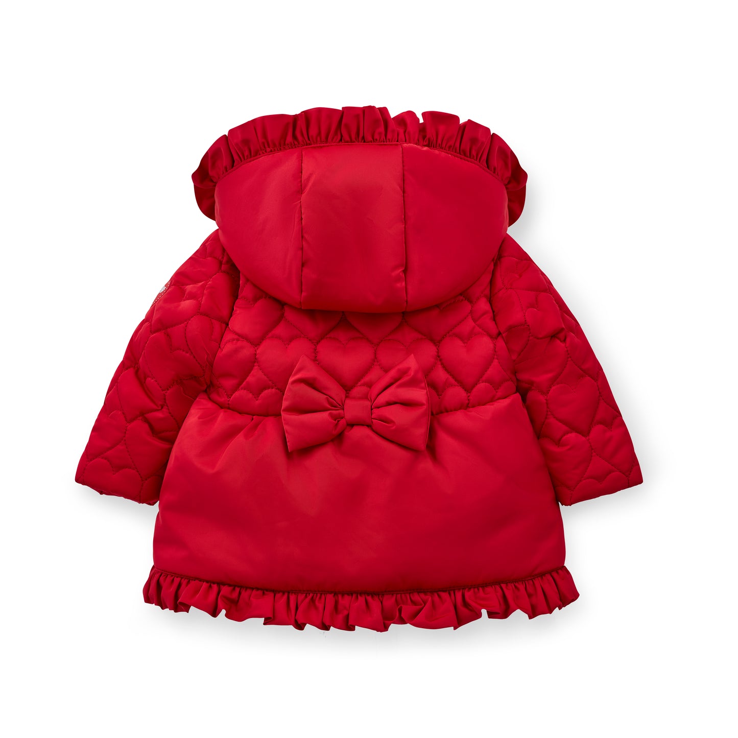 Little A - Red puffer, heart quilt coat, Kaia