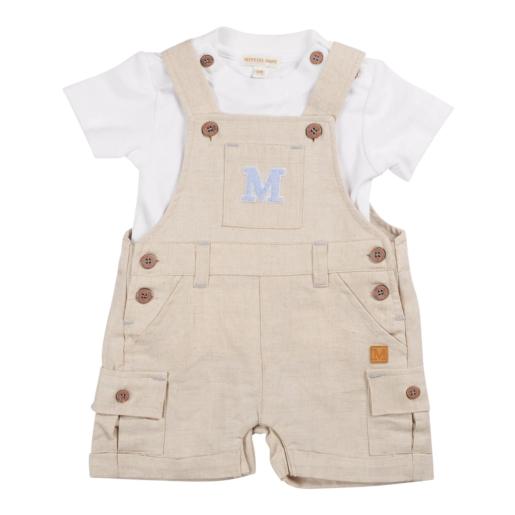 Mintini, 2 piece dungaree outfits, Mintini - Dungarees and T-shirt, taupe