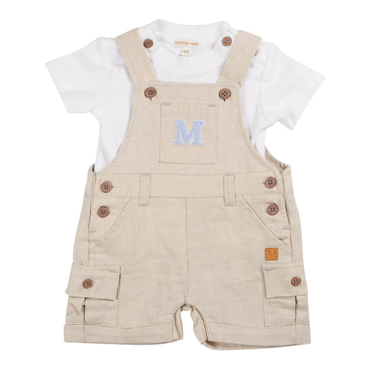 Mintini, 2 piece dungaree outfits, Mintini - Dungarees and T-shirt, taupe