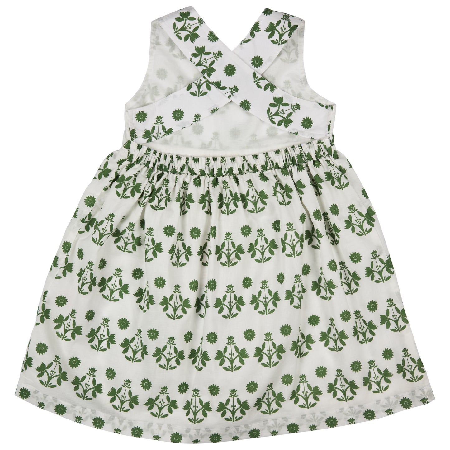 Pigeon Organics, Dresses, Pigeon Organics - Pinafore, cross back, green flower print