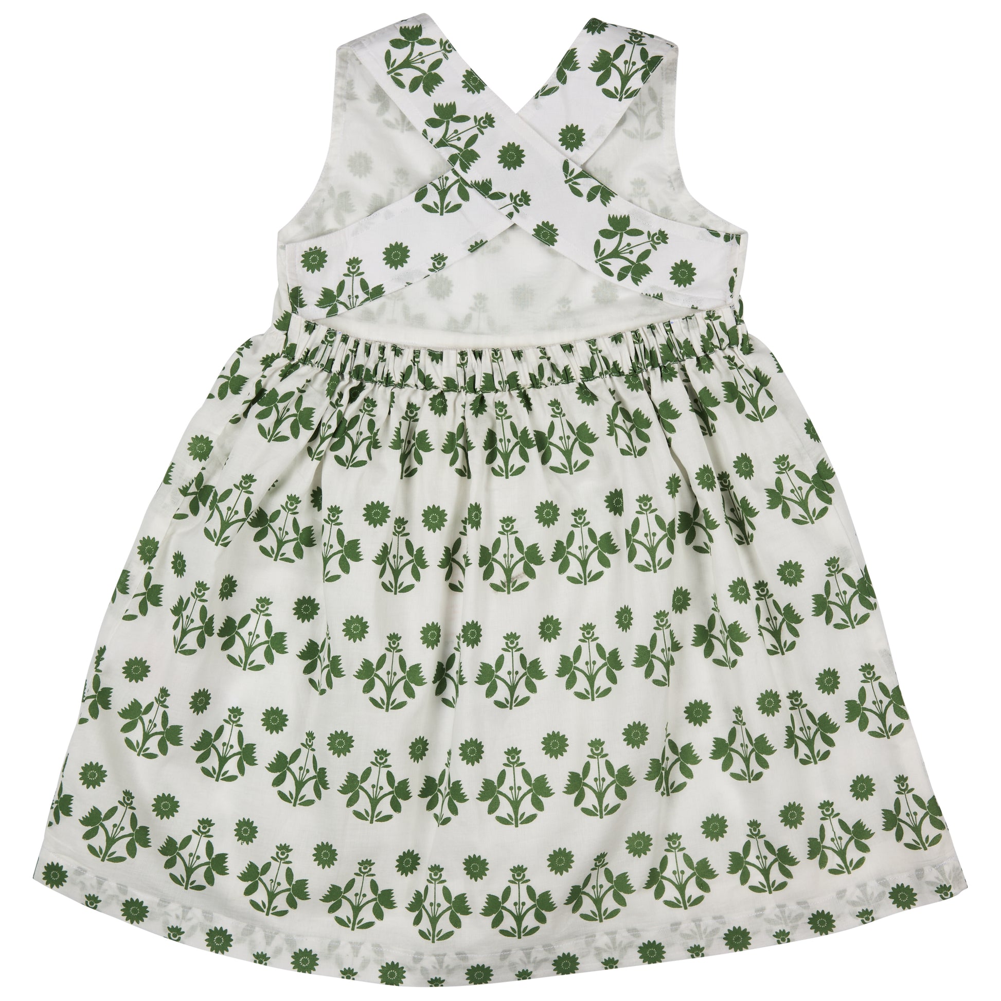 Pigeon Organics, Dresses, Pigeon Organics - Pinafore, cross back, green flower print