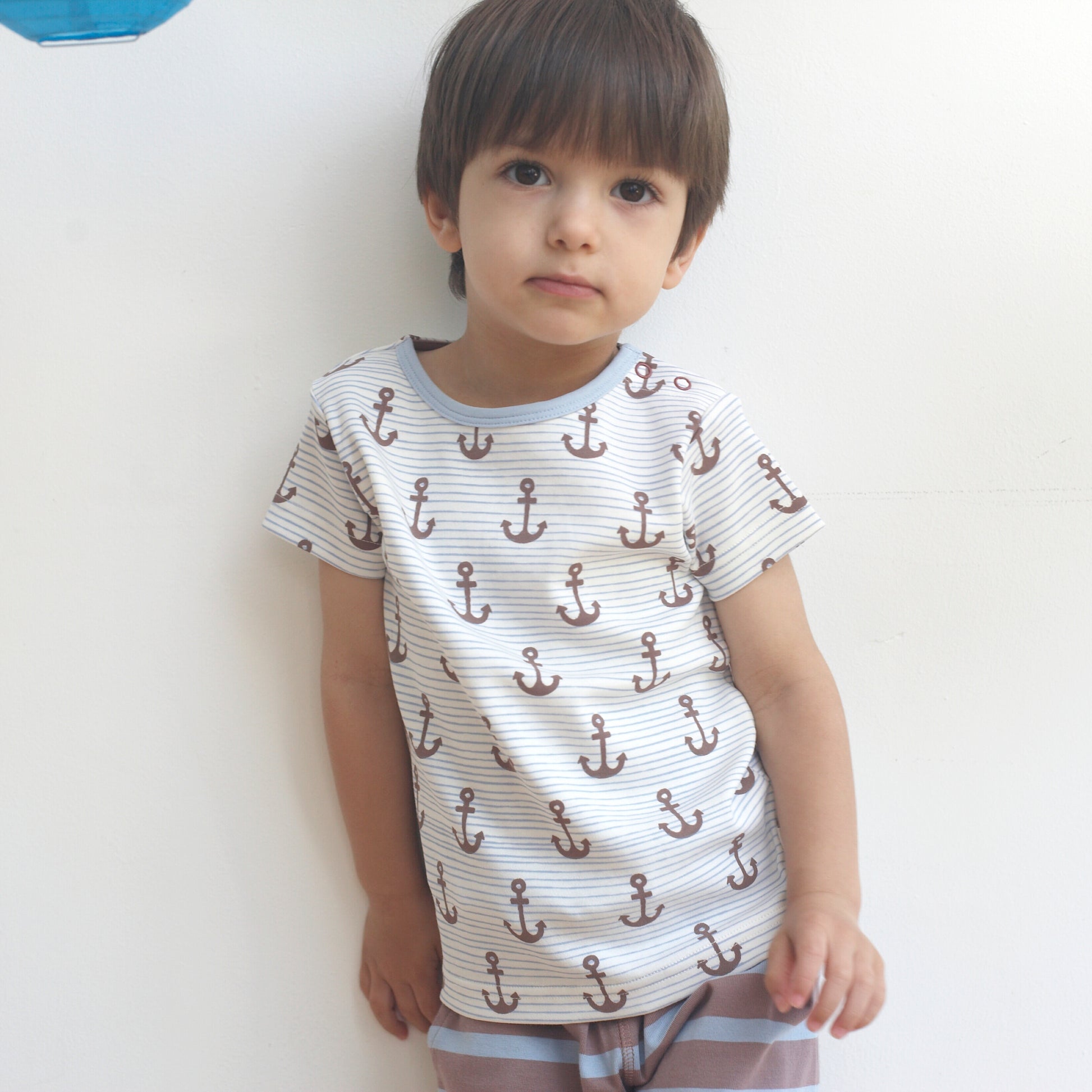 Pigeon Organics, T-shirts, Pigeon Organics - Blue T-shirts, anchor print