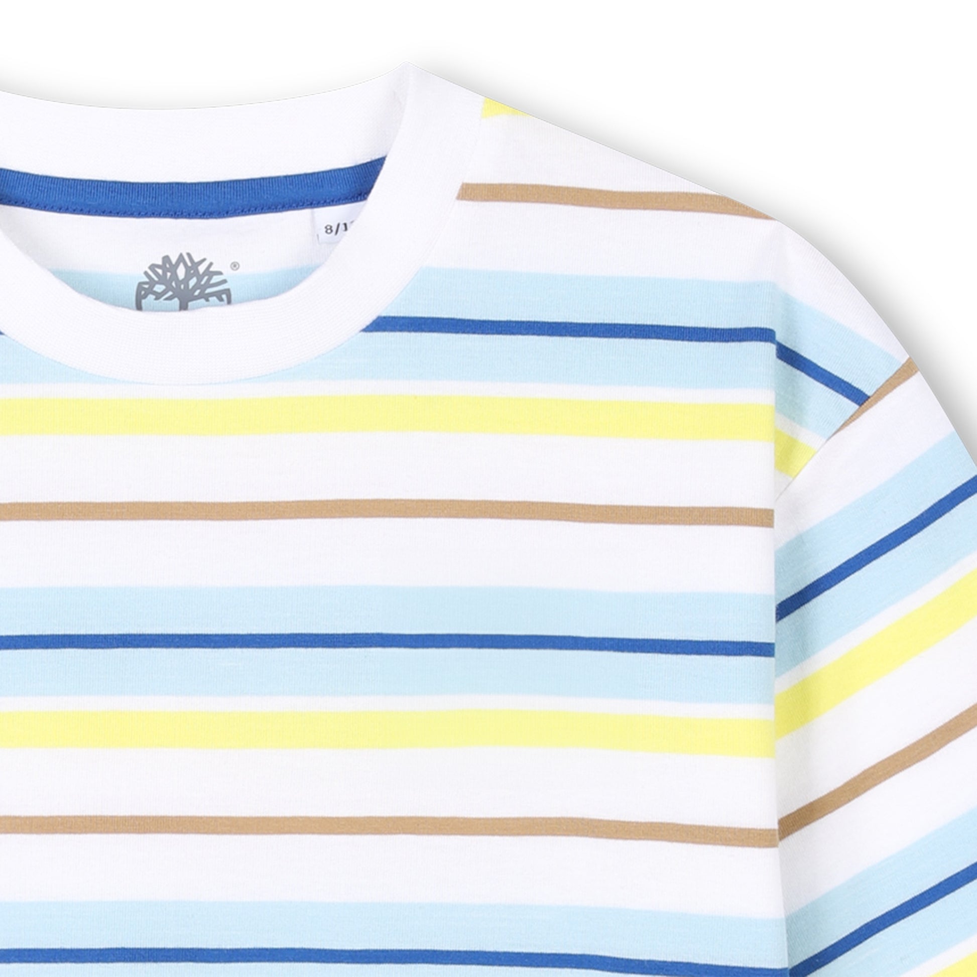 Timberland, T-shirts, Timberland - White, pale blue and lemon stripe T-shirt