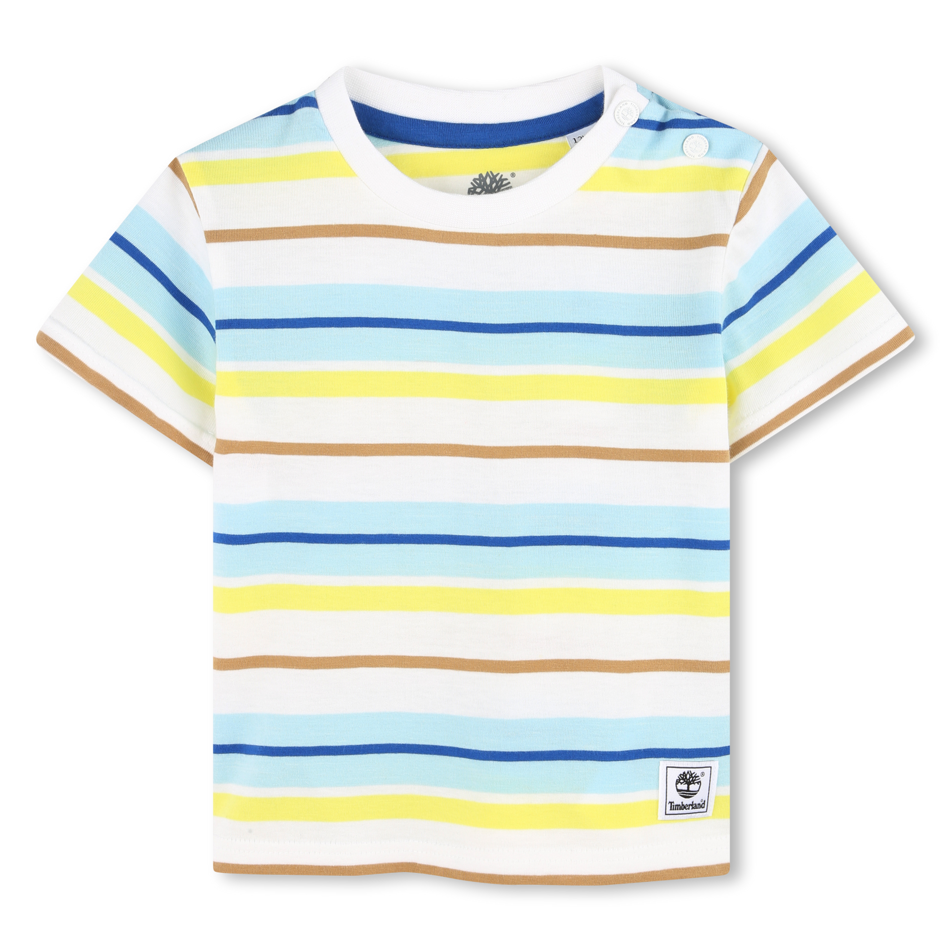 Timberland, T-shirts, Timberland  - Pale blue, lemon and white stripe T-shirt